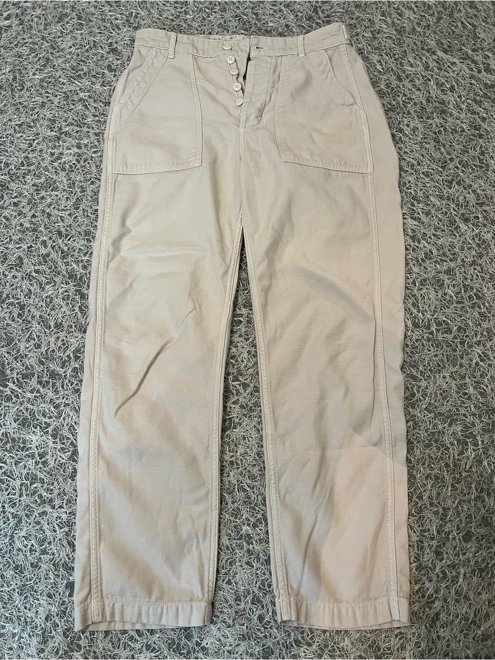 American Eagle Outfitters Beige Cream Button-Fly Chinos Size 8 Long